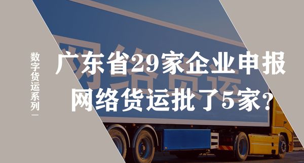 数字货运系列之《广东省29家企业申报网络货运，仅5家审批通过？》